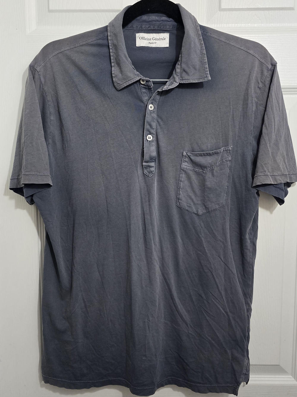 Officine Generale Gray Men's Size Large Polo Shirt Flawed
